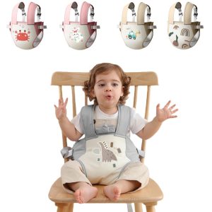 Portable High Chair, Horizontal Fixing Booster Seat Harness, Baby Travel Essential For Babies & Toddlers, Foldable Packable Adjustable Straps Shoulder Belt, Fit Any Chair Machine Wash(Beige_Car)