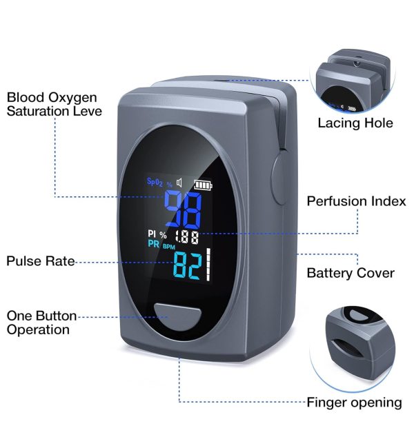 Pulse Oximeter Fingertip, Digital Blood Oxygen Saturation Monitor For Heart Rate Monitor And Spo2 Levels, Portable Lcd Pulse Oximeter (Batteries Included)