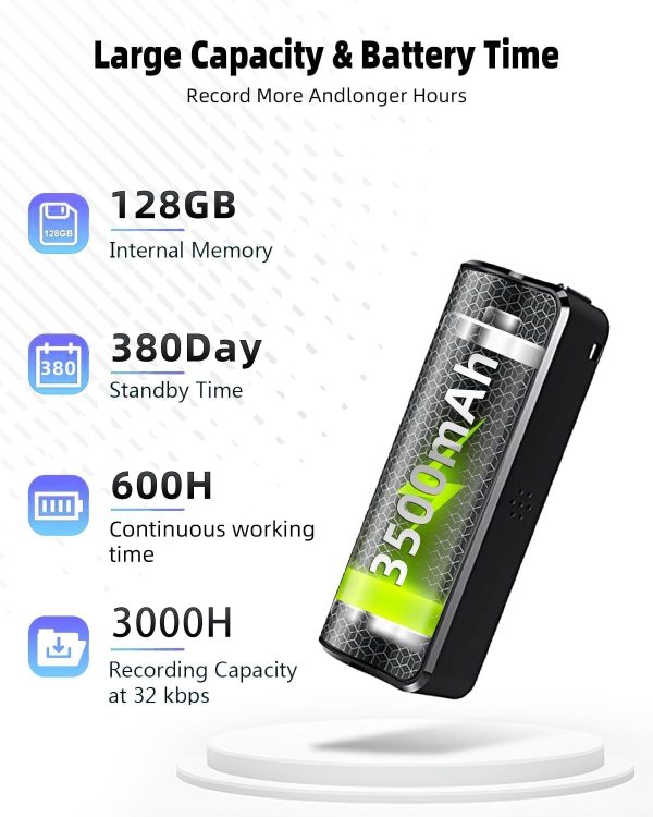 128G Magnetic Voice Recorder With Ai-Intelligent Triple Noise Reduction,25 Days Continuous Recording Device,Voice Activated Audio Recorder,Digital Voice Recorder For Meetings/Interviews/ClassroomU2026