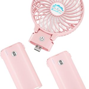 Handfan 10400Mah Portable Handheld Fan With Charger, Rechargeable Personal Hand Fan, Foldable Electric Mini Fan, Battery Operated Cooling Fan For Travel, Beach, Outdoors, Indoors(Blue Blade)