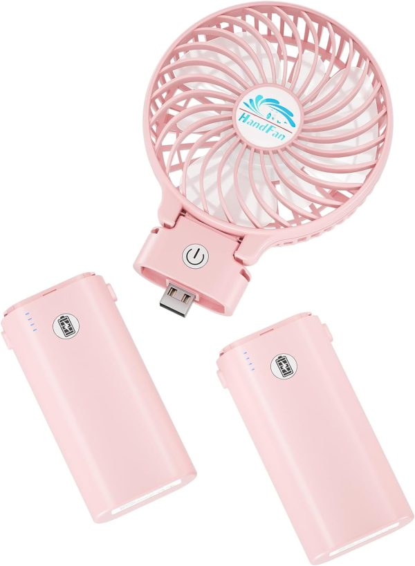 Handfan 10400Mah Portable Handheld Fan With Charger, Rechargeable Personal Hand Fan, Foldable Electric Mini Fan, Battery Operated Cooling Fan For Travel, Beach, Outdoors, Indoors(Blue Blade)