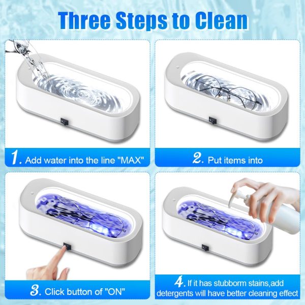 Ultrasonic Jewelry Cleaner, 12 Oz Professional Ultrasonic Cleaner Machine, 45Khz Sonic Cleaner For Jewelry, Ring, Necklaces, Silver, Gold, Dentures, Eyeglasses And Watches