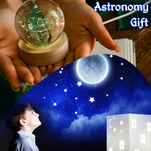 Ifolaina 3D Solar System Crystal Ball 60Mm Universe Gifts With Laser Engraved Model Astronomy Decor And Gift For Kids, Physics Enthusiasts, And Space Model Collectors