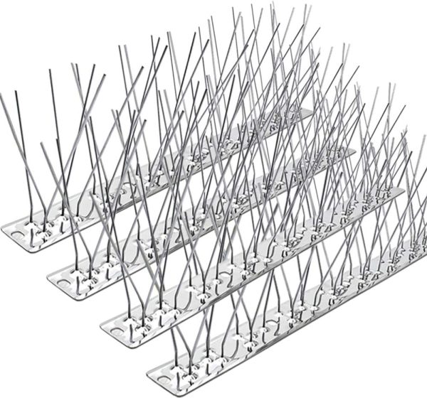 Pangch Bird Spikes For Pigeons Small Birds,Stainless Steel Bird Spikes -No Bird Nests & Poop-Disassembled Spikes 5 Strips 4.1 Feet Coverage