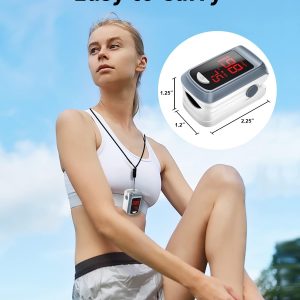 Fingertip Pulse Oximeter Blood Oxygen Saturation Monitor, Heart Rate And Fast Spo2 Reading Oxygen Meter With Led Screen 2 X Aaa Batteries And Lanyard