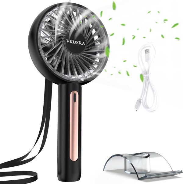 Vkusra Handheld Fan, Mini Hand Held Fan With Base,Personal Small Battery Operated Portable Hand Fan With 4 Speeds,Usb Rechargeable Makeup Desk Fan For Travel Outdoor Office-Green