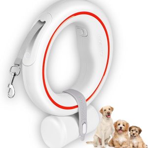 Moestar Ufo Retractable Dog Leash Hands Wearable Dog Leash With Poop Bag Holder One-Handed Brake Pause Lock 360° Tangle 10 Ft Strong Nylon Tape Dog Leash For Up To 66Lbs Medium Small Dogs