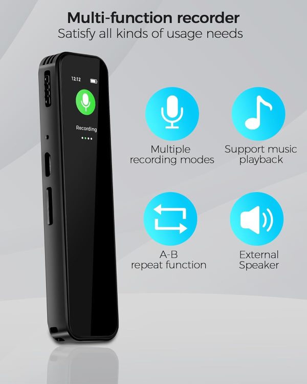 64Gb Digital Voice Recorder - 1536 Kbps Hd Recording Voice Recorder With Playback Dual Microphone A-B Repeat Recording Monitoring & Noise Reduction Voice Activated Recording & Lock Screen Key