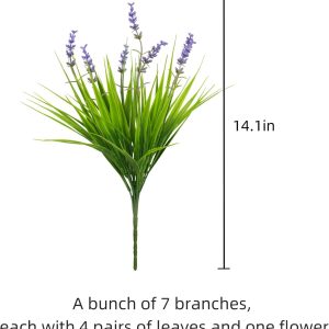 12 Bundles Artificial Plants Outdoor Monkey Grass With Flowers For Pot Uv Resistant Garden Decor For Window Garden Patio Hanging Planter Pathway Front Porch (Grass With Flowers)