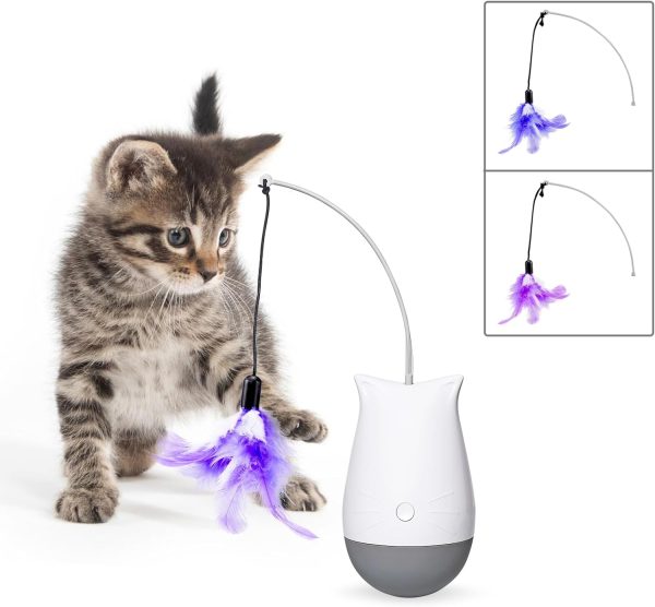 Doel Interactive Cat Toys, Cat Wobble Toy With 2 Modes, Cat Feather Toys With Battery, Automatic Toys For Indoor Kitten