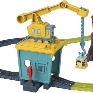 Thomas & Friends Motorized Toy Train Set Fix 'Em Up Friends With Carly The Crane, Sandy The Rail Speeder & Thomas For Preschool Kids Ages 3+ Years U200B