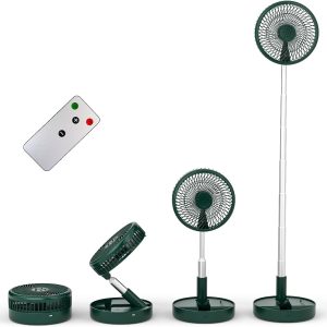 Primevolve Battery Operated Portable Standing Fan, Rechargeable Usb Personal Floor Fan With Adjustable Height Black