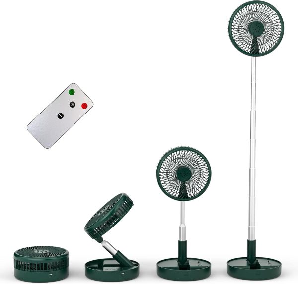 Primevolve Battery Operated Portable Standing Fan, Rechargeable Usb Personal Floor Fan With Adjustable Height Black