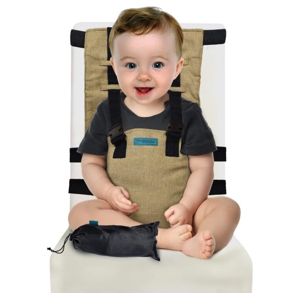 Baby Portable High Chair, Travel Booster Seat With Carry Bag By Vevoza- Travel High Chair For Toddlers With Adjustable Straps To Fit Any Chair Machine Wash Toddler Feeding/Eating Travel Seat Accessory