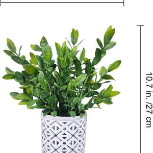 Winlyn Set Of 2 Artificial Potted Plants Potted Eucalyptus Plant Artificial Grass In Modern Concrete Plant Pots Outdoor