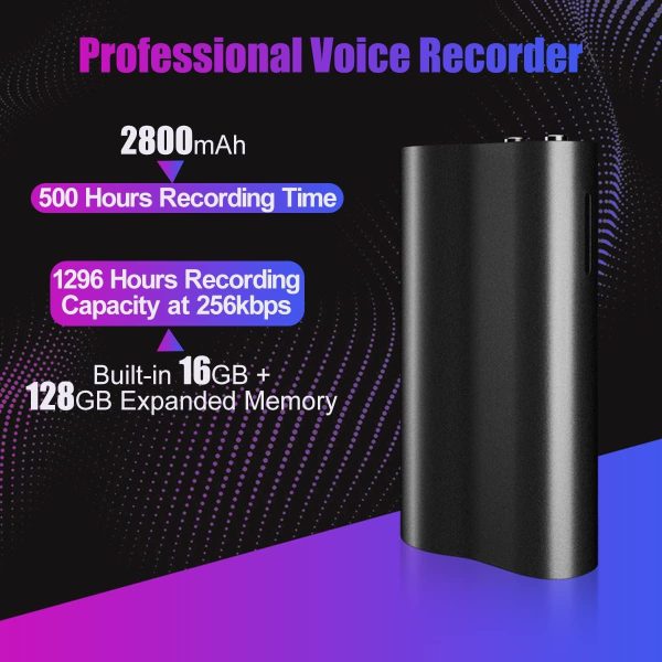 144Gb Voice Recorder, Digital Voice Activated Recorder With 1296 Hours Recording Capacity 500 Hours Battery Time - By Pverandio
