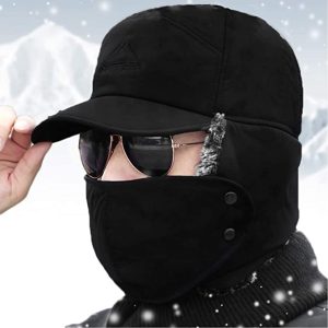 Premium Mens Winter Cold Weather Snow Hat With Ear Flaps And Brim