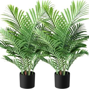 Fopamtri Majesty Palm Plant 3 Feet Artificial Majestic Palm Faux Ravenea Rivularis In Pot For Indoor Outdoor Home Office Store, Great Housewarming Gift
