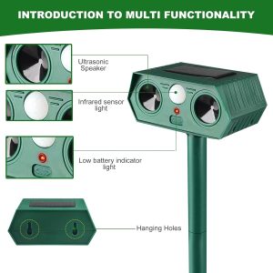 2024 Solar Ultrasonic Animal Repeller, Cat Repellent Outdoor, Dog Deterrent, Squirrel, Raccoon, Skunk, Rabbit, Rodent, Fox, Deer, Bird Etc.Motion Detection, Led Flashing Light