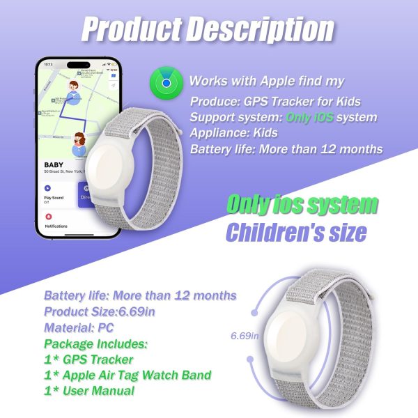 Mini Gps Tracker For Kids, Teens, Special Needs - Hidden Ios Real-Time Locator Watch Band - No Monthly Fee, White