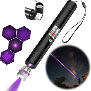 Cowjag Laser Pointer, Long Range Purple Laser Pointer, 2000 Metres Laser Pointer High Power Pen, Purple Lazer Pointer Rechargeable For Hiking, Cat Laser Toy Usb Charge(Purple Light)