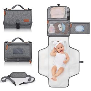 Portable Diaper Changing Pad For Newborns! Shoulder Strap, Waterproof Design, Smart Wipes Pocket, And Changing Mat - The Perfect Travel Changing Kit For Busy Parents And An Ideal Baby Shower Gifts