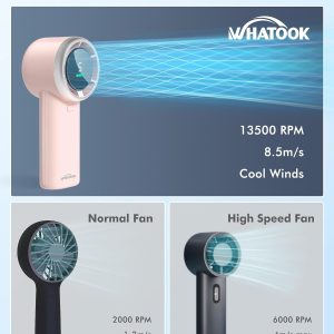 Whatook Portable Fan Handheld Mini Fan: High Speed Cooling Fan 10 Hours Battery Life Usb Rechargeable Personal Fan Small Essentials For Women Beach Travel Vacation(Pink)