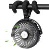Tdone Portable Electric Fan, Mini Handheld Fan Usb Rechargeable, 360° Adjustable Stroller Fan, 12Pcs Led Camping Light, 3 Speed, Battery Operated, For Travel, Black