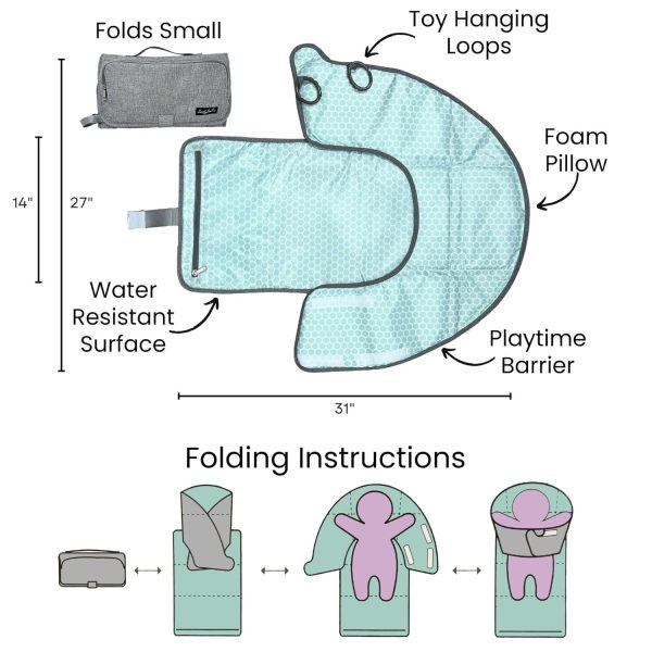 Snoofybee - Portable Playtime Changing Pad: 3-In-1 Diaper Clutch, Changing Station, And Clean Hands Toy Barrier. Water-Resistant And Stylish, With Dual Storage Pockets. Grey-2024-Improved-Version