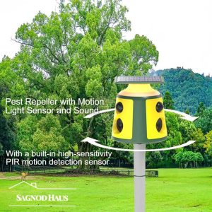 Animal Repellent Outdoor, Multi-Frequency Automatic Operation, 360-Degree No Dead Angle Driving, Detection Area Size Adjustment, Ultrasonic Alarm Sound. For Cat/Birds/Deer/Skunk/Rat/Squirrel.