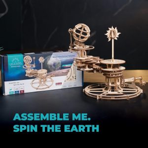 Ugears Mechanical Tellurion 3D Puzzle Planetarium Solar System Model Kit For Self-Assembly Idea Earth And Moon Jigsaw 3D Wooden Puzzles For Adults Rotating Astronomy