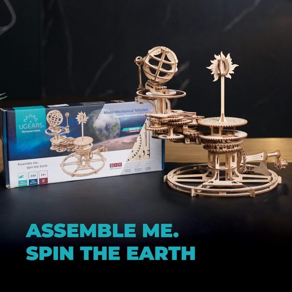 Ugears Mechanical Tellurion 3D Puzzle Planetarium Solar System Model Kit For Self-Assembly Idea Earth And Moon Jigsaw 3D Wooden Puzzles For Adults Rotating Astronomy