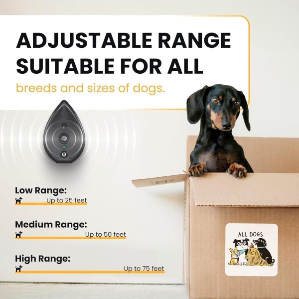 2024 Anti Bark Device And 75 Feet Neighbor Dog Silencer - 3 Level Bark Box Anti Bark Device, Bark Stop Devices Ultrasonic Dog Bark Control, Outdoor Bark Deterrent