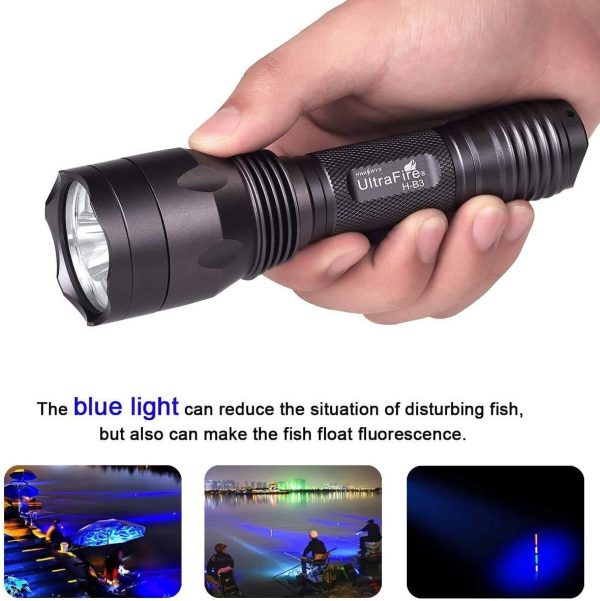 Ultrafire Blue Light Flashlight Torch 256 Yard 470 Nm Wavelength Professional Blue Beam Flashlight Fishing H-B3