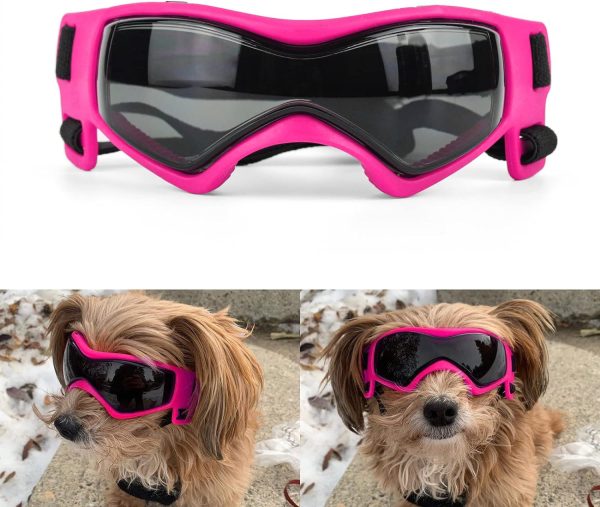 Dog Goggles Medium Breed, Dog Sunglasses Small Breed Dog Eye Sun Light Protection, Uv Protection Goggles For Dog With Adjustable Straps, Medium Black