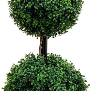 Nearly Natural 3Ft. Artificial Triple Ball Boxwood Topiary Tree (Indoor/Outdoor) T2021, Green