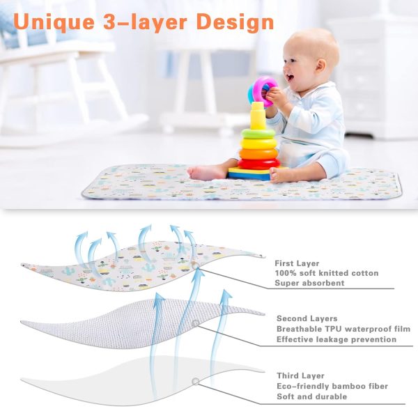 Baby Portable Changing Pad Waterproof Diaper Changing Mat Travel 3 Pack Washable Mattress Pad Reusable Under Pads Changing Pad Liners 22" X 27.5"