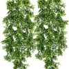 Szjias Artificial Hanging Plants Hanging Plant Faux Plants Greenery Vine Plastic Plants For Outdoor Uv Resistant (2 Pcs)