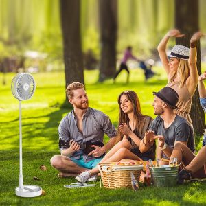 Aicase Stand Fan,Folding Portable Telescopic Floor/Usb Desk Fan With 7200Mah Rechargeable Battery,4 Speeds Super Quiet Adjustable Height And Head Great For Office Home Outdoor Camping
