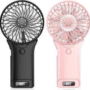 Qqt Mini Handheld Fan,4 Speed Adjustable Portable Battery Operated Fans,Usb Rechargeable Desk Fan With Mirror,Max 20 Hrs Hand Fan For Travel Office Outdoor Women Men (Pink)