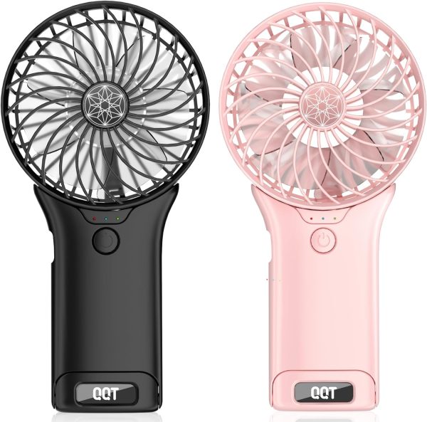 Qqt Mini Handheld Fan,4 Speed Adjustable Portable Battery Operated Fans,Usb Rechargeable Desk Fan With Mirror,Max 20 Hrs Hand Fan For Travel Office Outdoor Women Men (Pink)