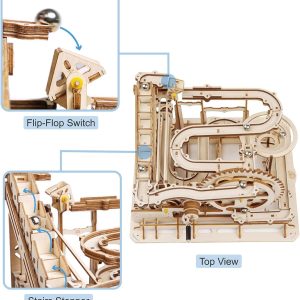 Rokr 3D Wooden Puzzles Marble Run Set - Mechanical Model Kit For Adults Diy Roller Coaster Toys Gifts For Boys/Girls (Marble Parkour)