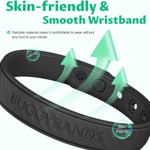 Mosquito Repellent Bracelets, 2 Pack Silicone Mosquito Repellent Bands With Deet , Natural & Waterproof Bug Wristbands For Kids And Adults, Outdoor Traveling Protection (Black&Grey)