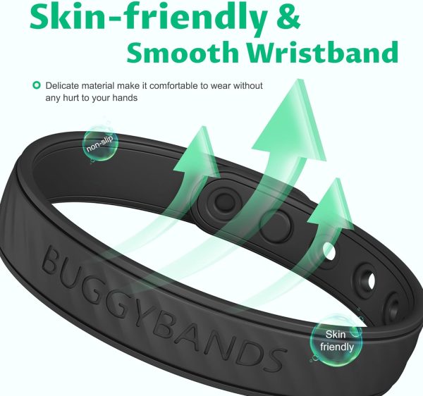 Mosquito Repellent Bracelets, 2 Pack Silicone Mosquito Repellent Bands With Deet , Natural & Waterproof Bug Wristbands For Kids And Adults, Outdoor Traveling Protection (Black&Grey)