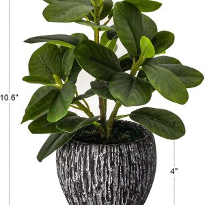Artificial Potted Plant, Real Touch Artificial Oak Leaves Waterproof Plants Indoor Outdoor, Eco Friendly Modern Concrete Greenery Plant Pots For Office Home Kitchen Shelf Farmhouse Decor