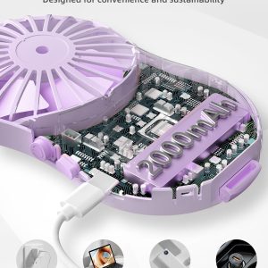 Jiage Portable Handheld Fan, Rechargeable Mini Fan With 3-Speed, 2000Mah Battery, Usb Type-C, Lash Fan With Led Light & Makeup Mirror, Ideal For Travel, Home, Office, Purple