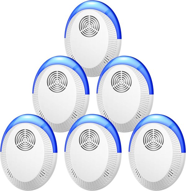 6 Pack Ultrasonic Mouse Repellent - Indoor Ultrasonic Pest Repeller For Mosquito, Mice, Rats, Roach, Rodent, Spider, Bug, Electronic Mosquito Repellent Ultrasonic Plug In For Indoor, House, Garage