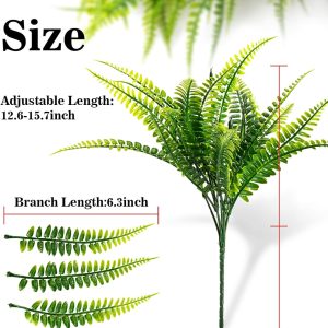 10Pcs Fern Outdoors - Ferns Artificial Plants For Outdoor Ferns That Look Real Boston Faux Fern Stems Indoor Nearly Natural Uv Resistant Outdoor Plants Artificial For Porch Greenery Decor