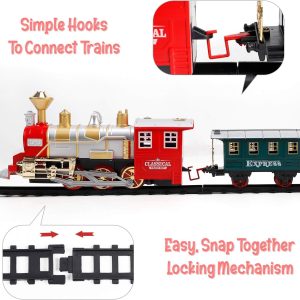 Classic Train Set With Smoke - Train Toys For Kids With Lights & Sounds, Locomotive Engine, Railway Kit Cargo Cars & 11 Feet Of Tracks