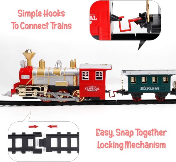 Classic Train Set With Smoke - Train Toys For Kids With Lights & Sounds, Locomotive Engine, Railway Kit Cargo Cars & 11 Feet Of Tracks